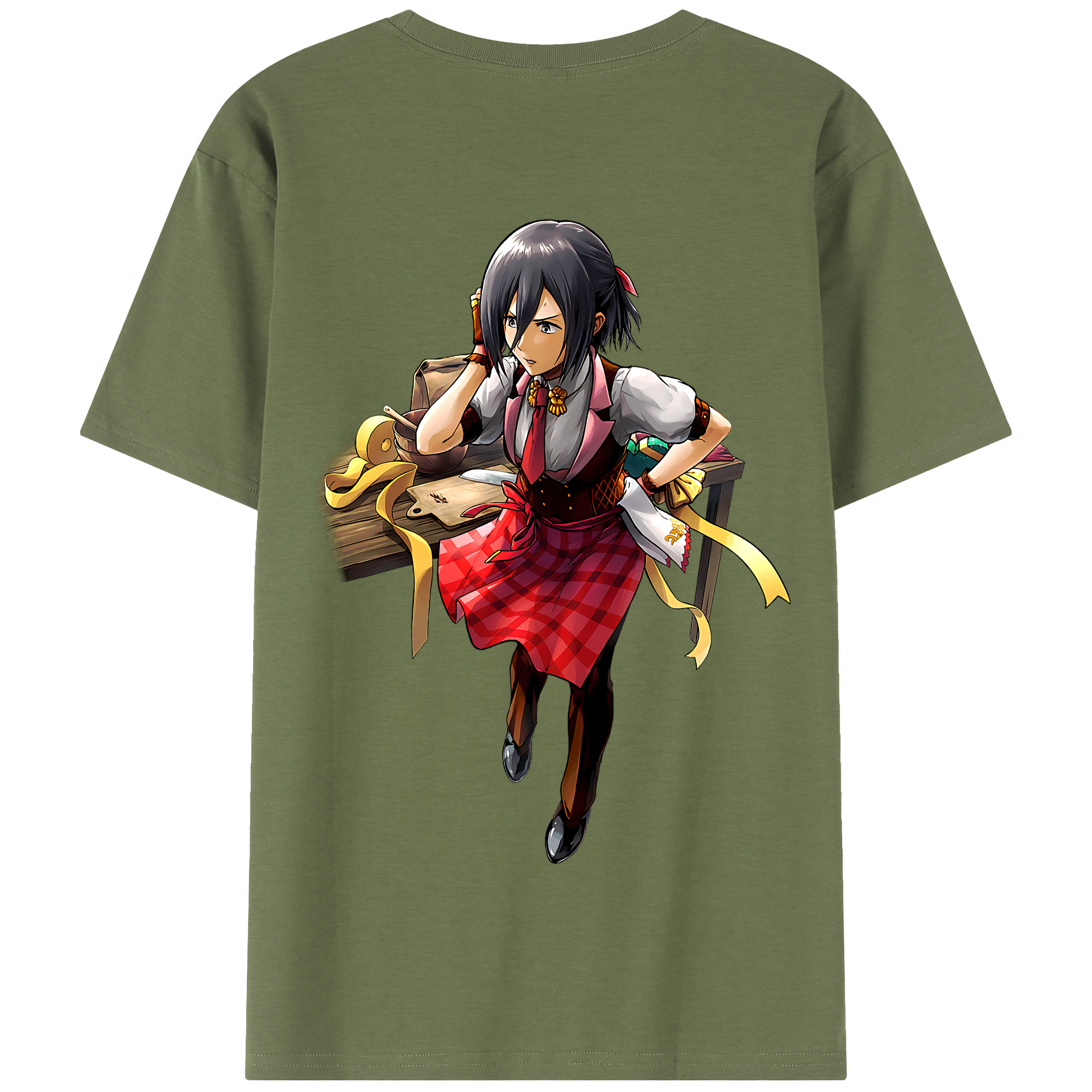 （画像用） 進撃の巨人 ミカサ·アッカーマン Attack on Titan Mikasa Ackerman 綿100％半袖Tシャツ（背面プリント）